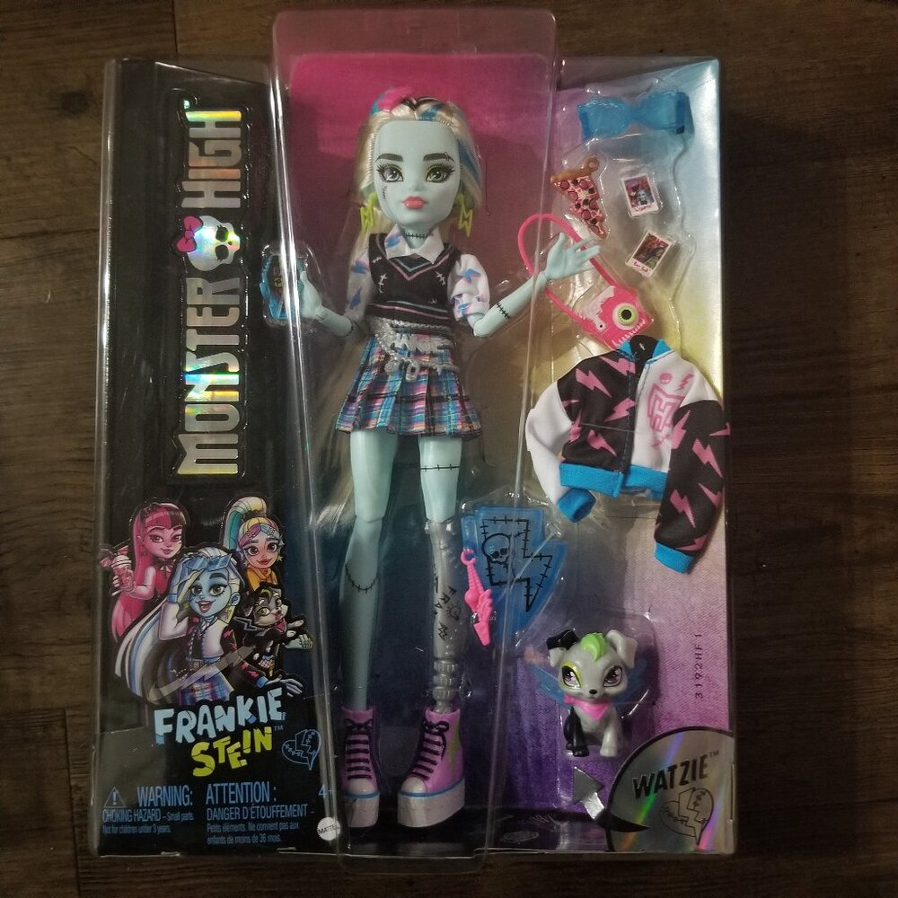Monster High Doll, Frankie Stein with Blue & Black Streaked Hair in Signature Lo